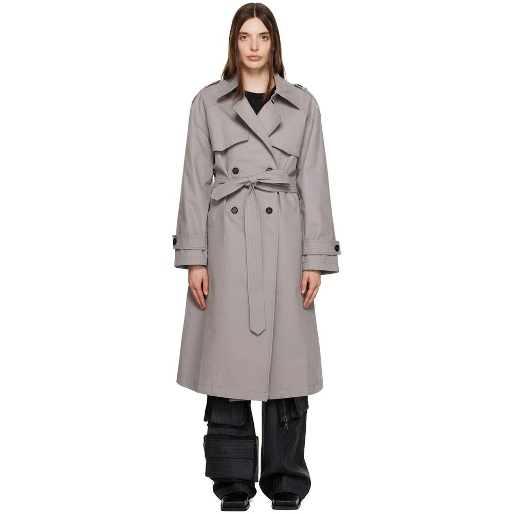Annie Bing Long Women's Medium Gray Finley Trench Coat *FLAW*